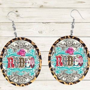 Rodeo Belt Buckle Large Round Earrings